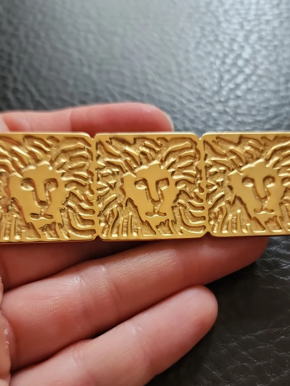 Anne Klein Gold Lion Motif Bar Brooch